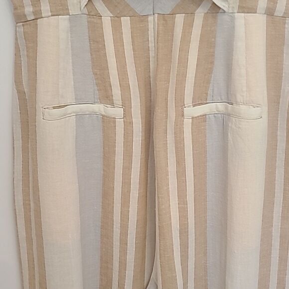 Anthropologie Savannah Striped Boho Tie Front Jumpsuit Cotton Linen Blend Size 4 - Picture 6 of 10